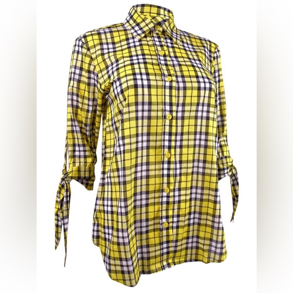 Michael Kors Yellow Plaid Button Down Shirt